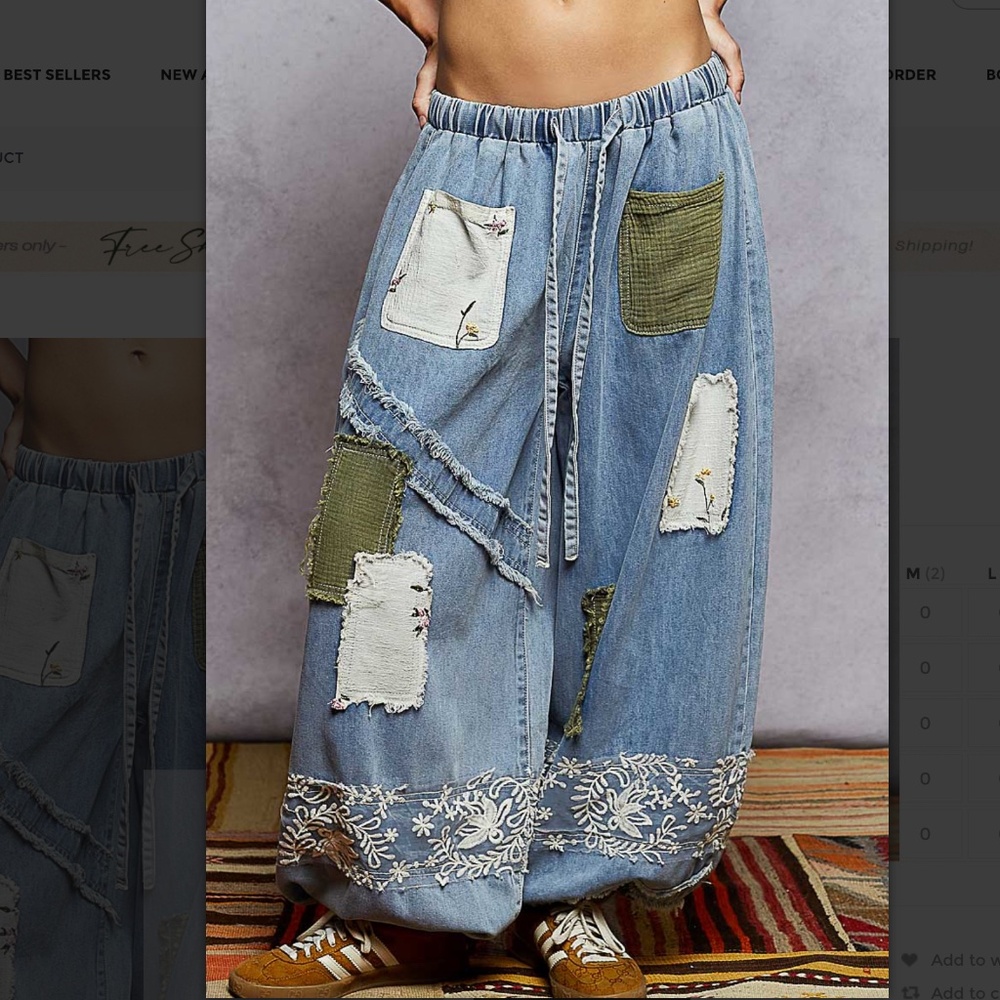 🎉 POL “ Haiti 3 “ POL Gauze Joggers with Embroidered Detail 37